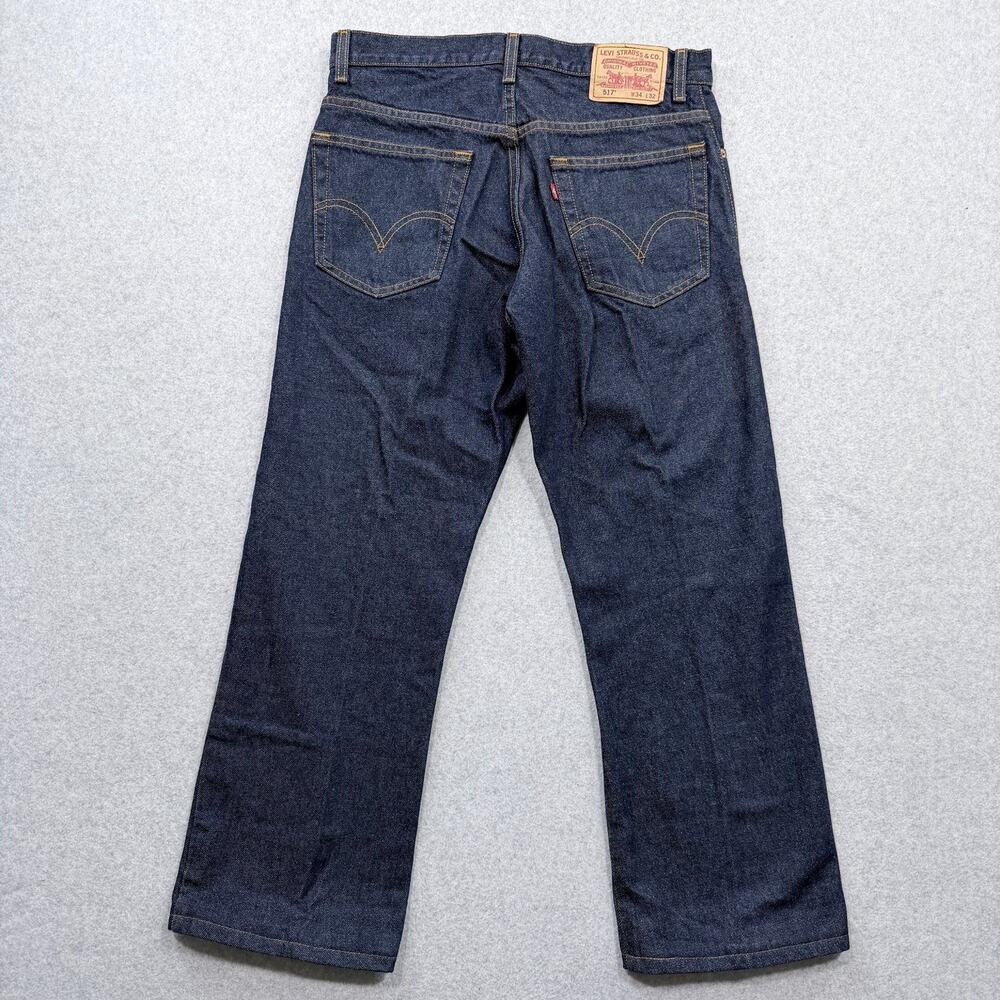 Levi's 517 Men's Boot Cut Jeans Dark Blue W34 L32 100% Cotton - Picture 2 of 15